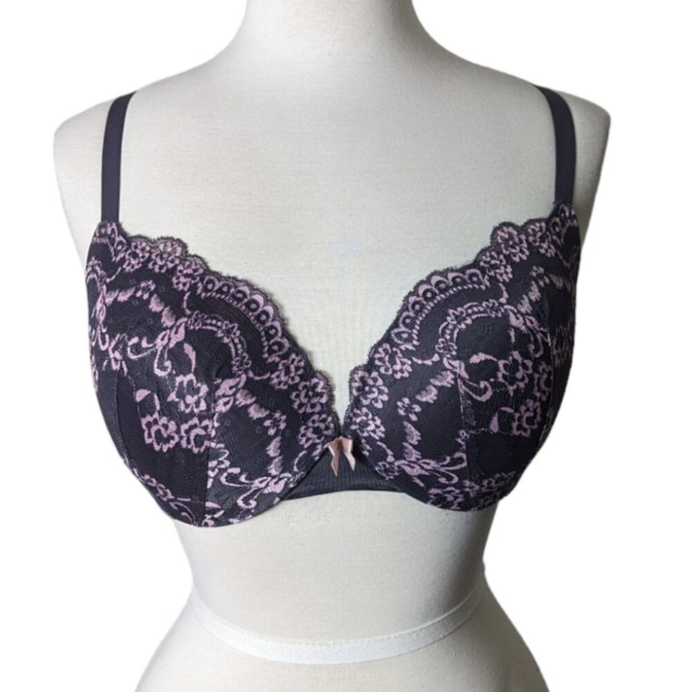 Maidenform Pink & Purple Lace Push Up Bra Size 34D